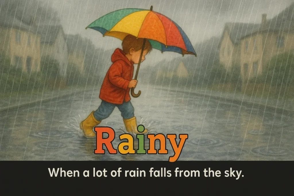 When a lot of rain falls from the sky.