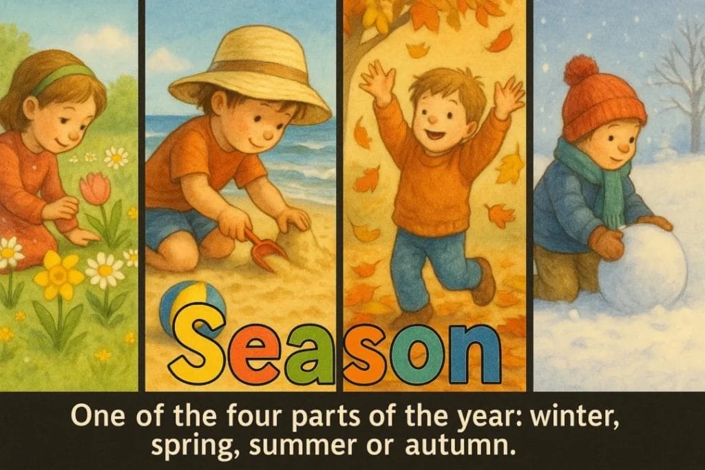 One of the four parts of the year: winter, spring, summer or autumn.