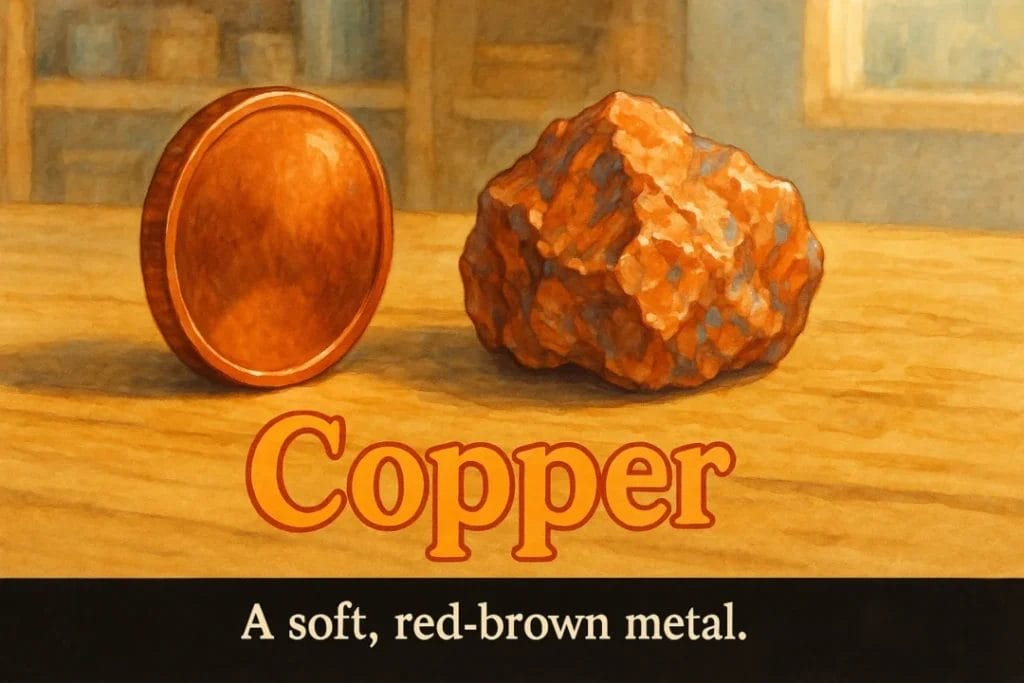 A soft, red-brown metal.